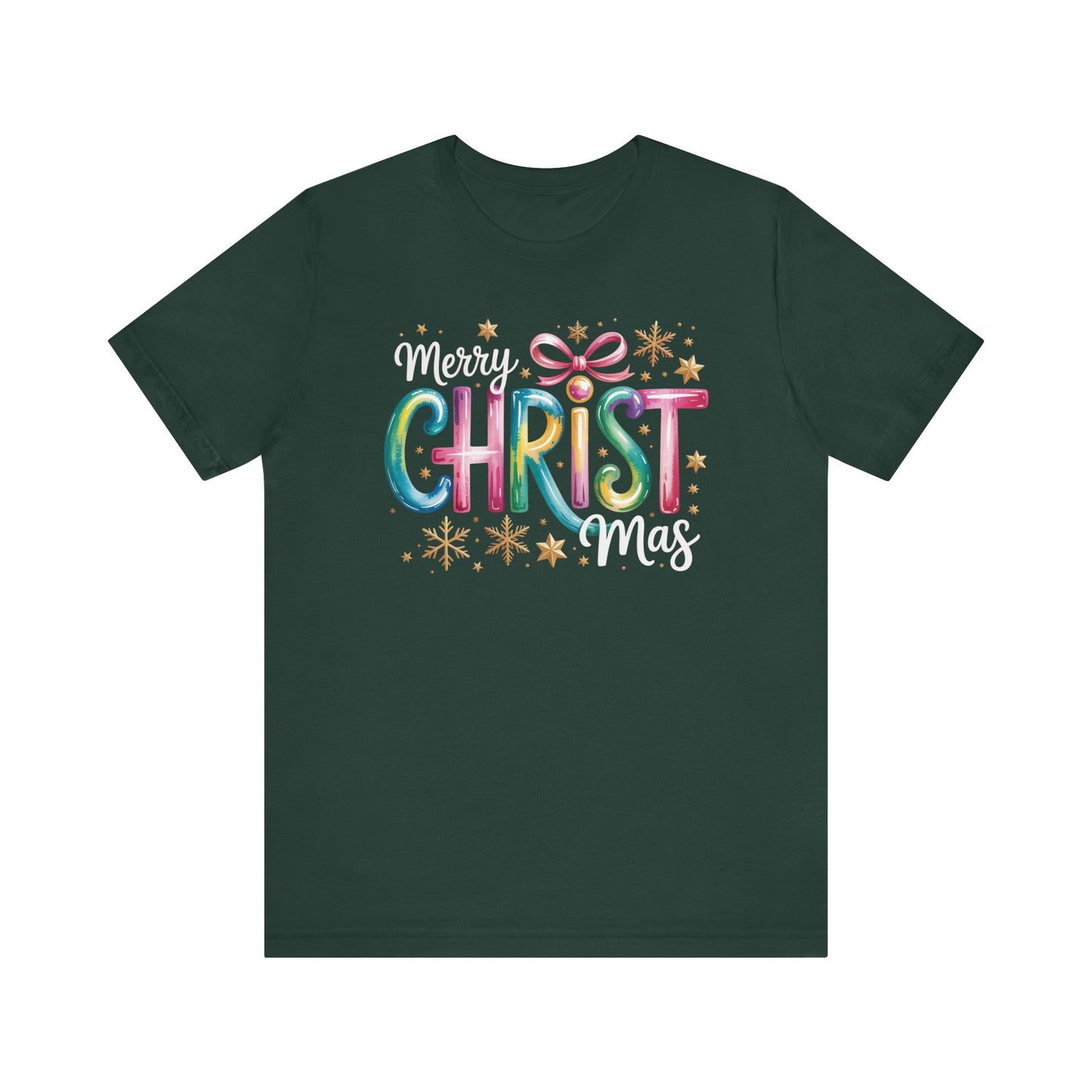 🎄✨ Merry Christmas Glow Lettering T-Shirt – Festive & Bright Holiday Style 🎁🌟