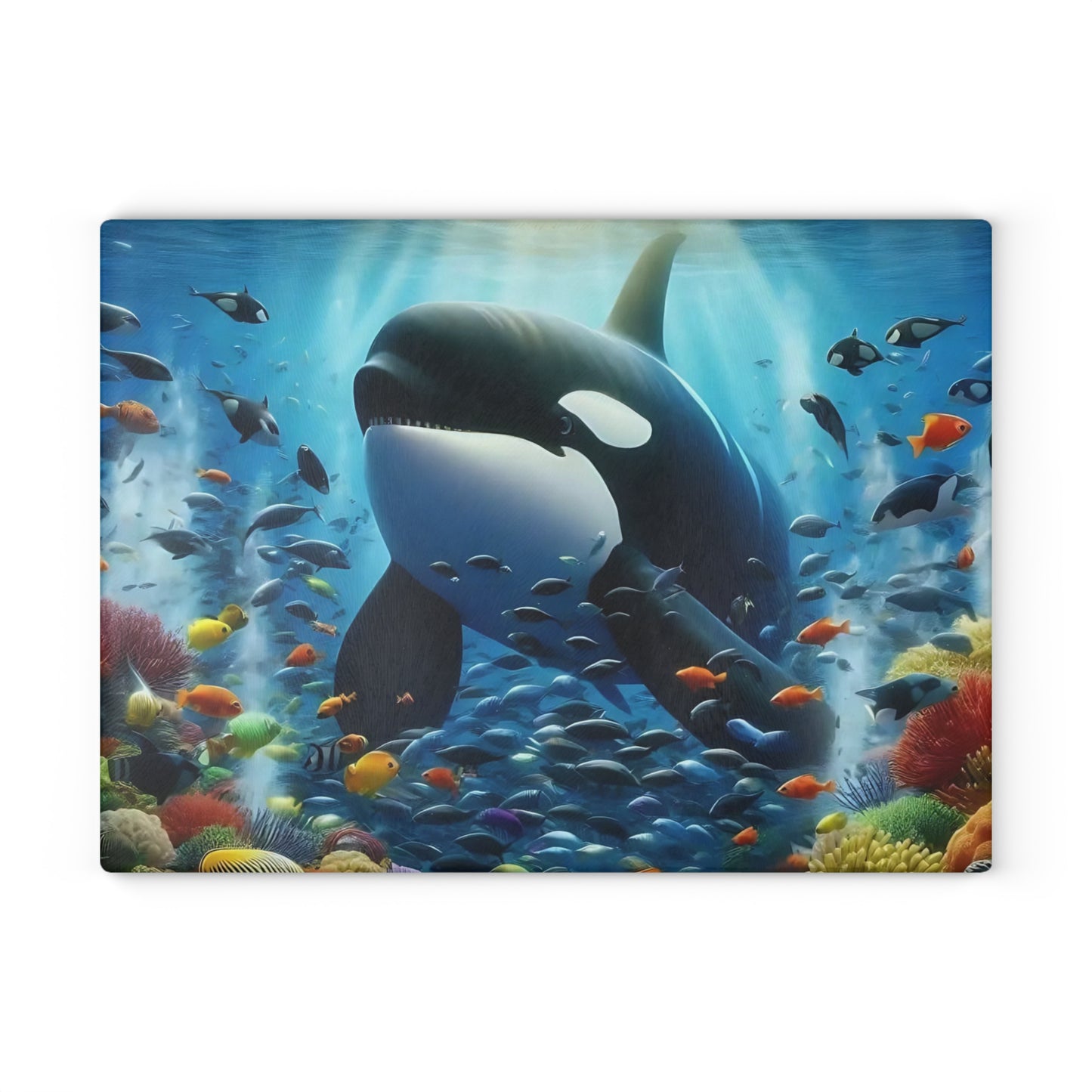 Tabla de cortar con escena oceánica, diseño de ballena, decoración de cocina, regalo para chefs, casa de playa, regalo de inauguración de la casa, cocina costera, tabla de charcutería