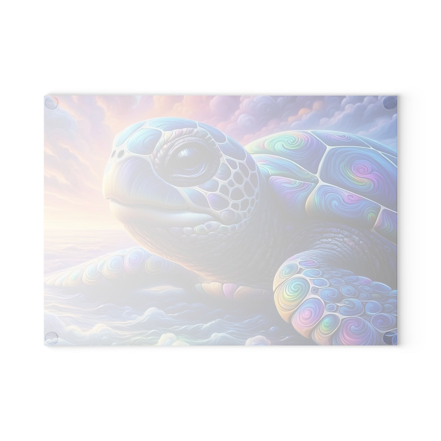 Up Close Sea Turtle Glass Cutting Board – Coastal Ocean Kitchen Décor