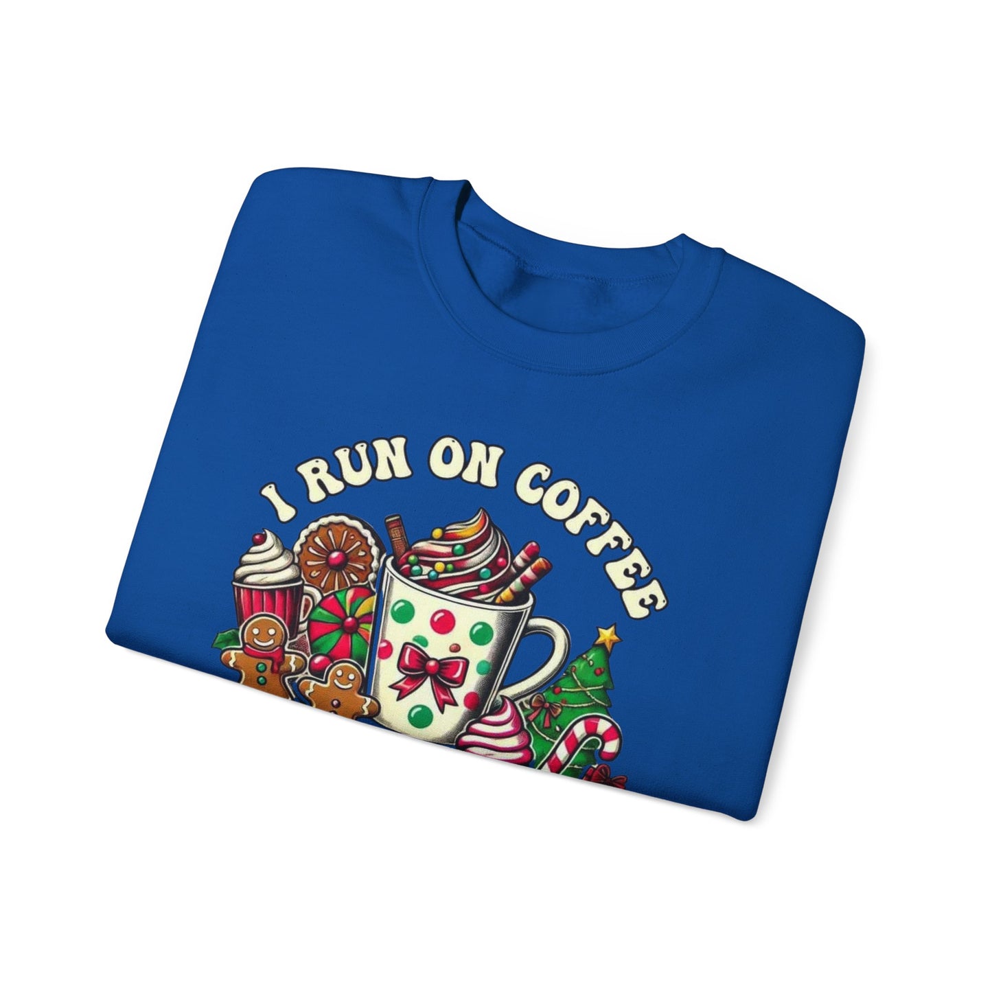 ☕🎄 I Run on Coffee and Christmas Cheer Sweatshirt – Cozy, Cute & Caffeinated ✨🧁