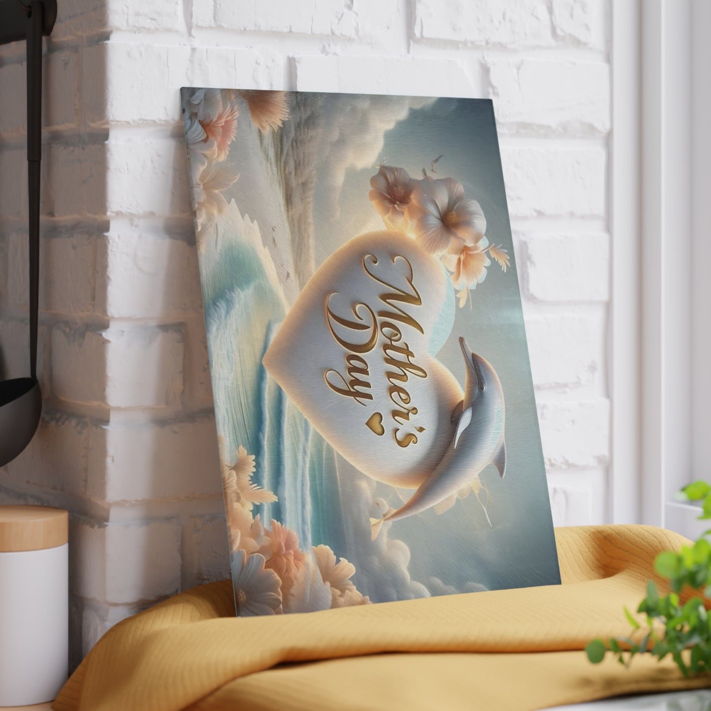 Dolphin Cutting Board, Vibrant Dolphin Scene Tempered Glass, Gift for Chef, Dolphin, Gifts for her, Wedding Housewarming Gift