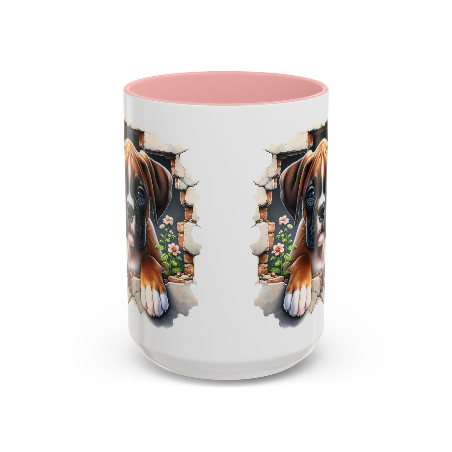 🐶☕ Boxer Puppy Peek Accent Mug – Adorable Dog Lover Gift ✨💛