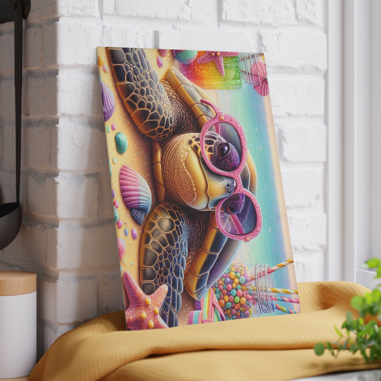 🐢 Fun Beach Turtle Cutting Board – Coastal Vibes with a Pop of Pink 🌴