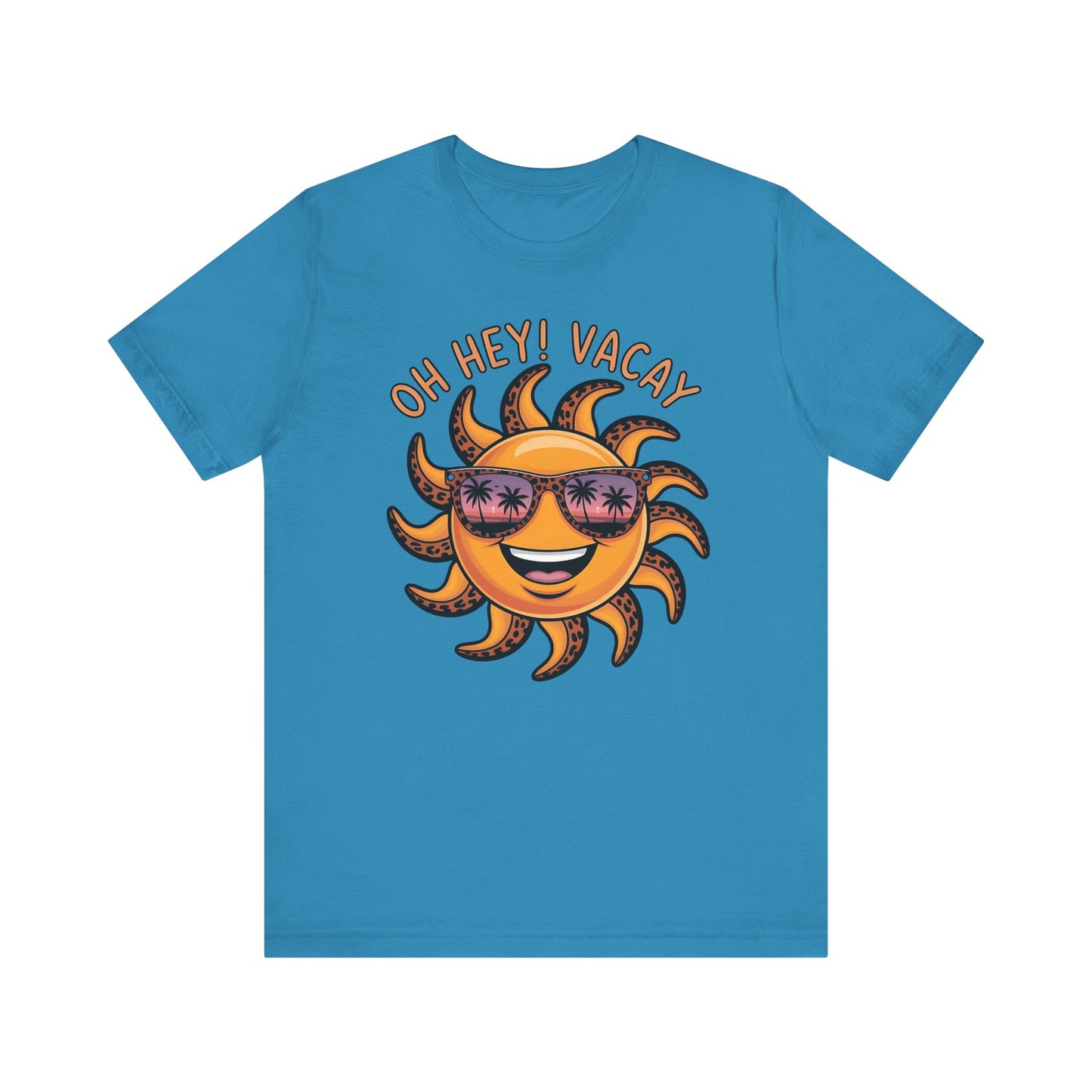 ☀️ ¡Hola! Camiseta de vacaciones – Sol sonriente con gafas de sol | Camiseta gráfica de verano para mujer