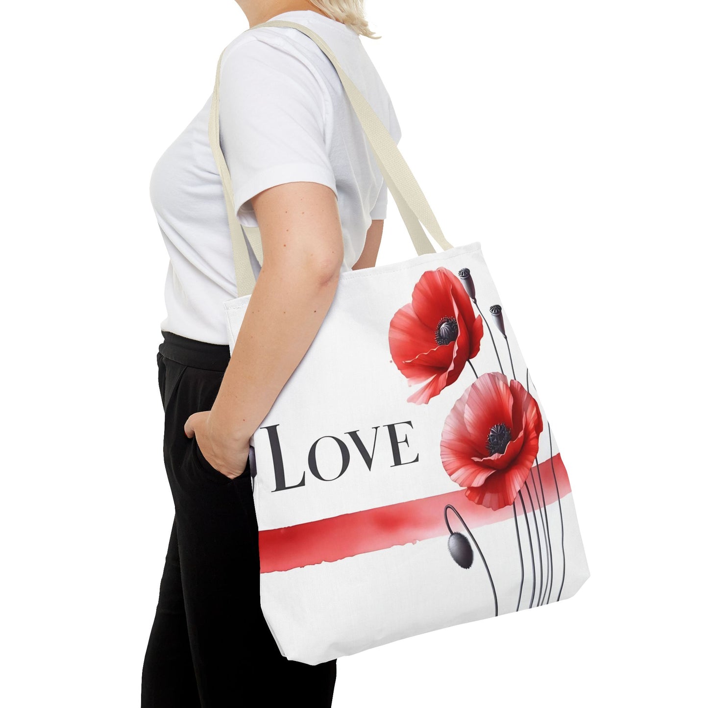 ❤️ Bolso Tote Floral Rojo “Love” – Atrevido, Hermoso y Lleno de Corazón