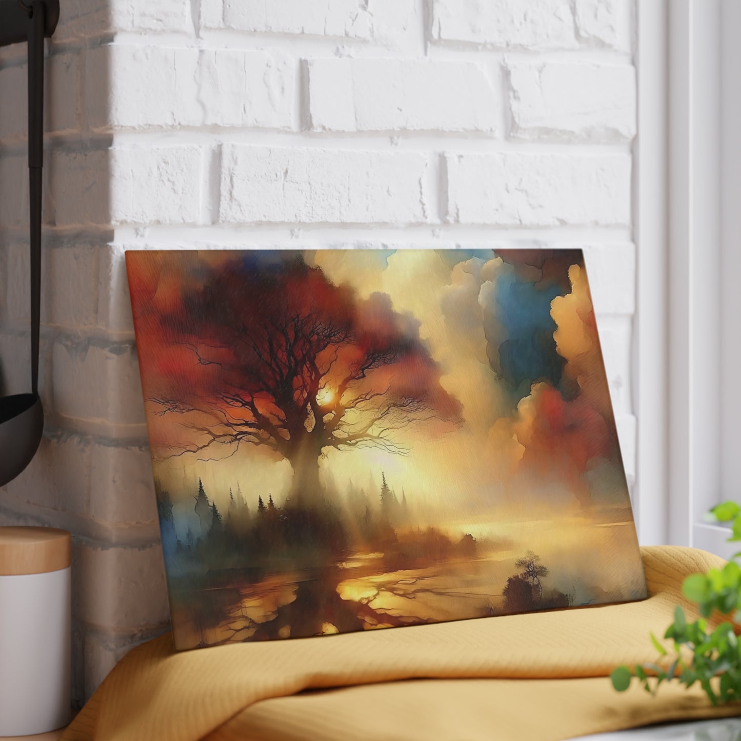 Tabla de cortar de acuarela, tabla de cortar de vidrio templado, tabla de charcutería, tabla de cortar, regalo de inauguración de la casa, tabla de cortar personalizada, regalo único