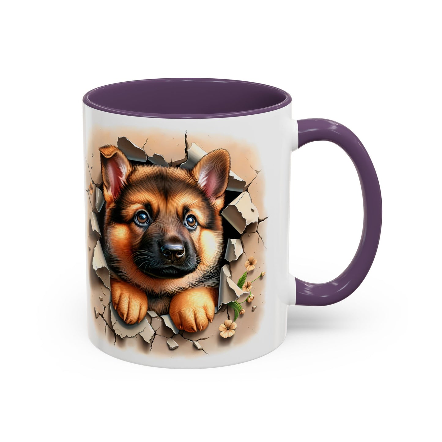 🐾☕ German Shepherd Puppy Peek Accent Mug – Loyal Pup Lover Gift ✨🖤