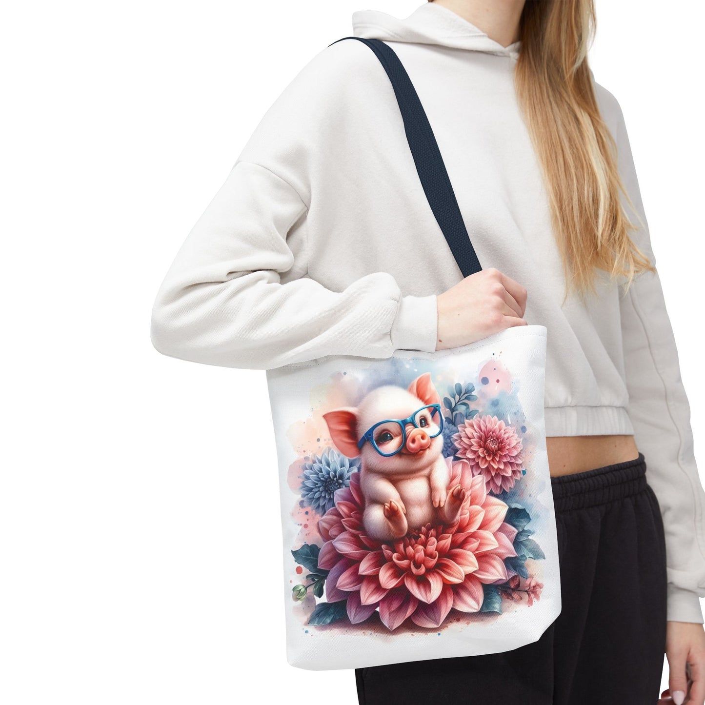 🐷 Floral Piglet Tote Bag – Cute, Whimsical & Practical 🌸