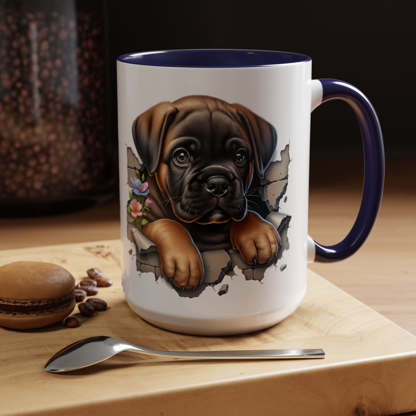 🧡 Boxer Puppy Accent Mug – Adorable Peek-Through Cup for Dog Lovers