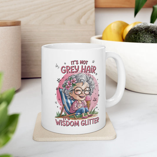 🌸 No son canas, son purpurina de sabiduría: una taza de café divertida y empoderadora para abuelas 💖