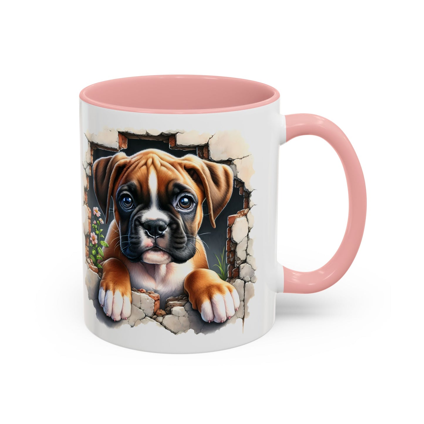 🐶☕ Boxer Puppy Peek Accent Mug – Adorable Dog Lover Gift ✨💛