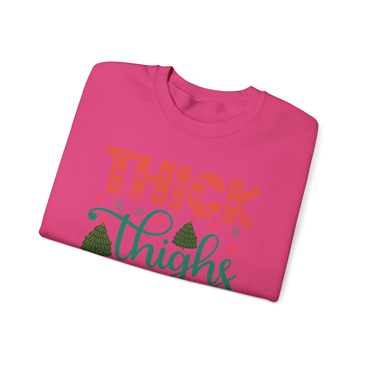 🎄💖 Thick Thighs & Christmas Vibes Crewneck – Cute, Confident & Cozy