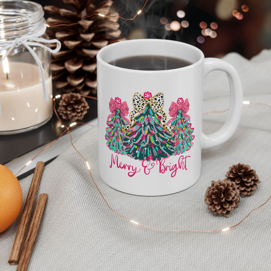 🎄 Merry & Bright Christmas Tree Mug – Glam Holiday Cheer in Every Sip ✨