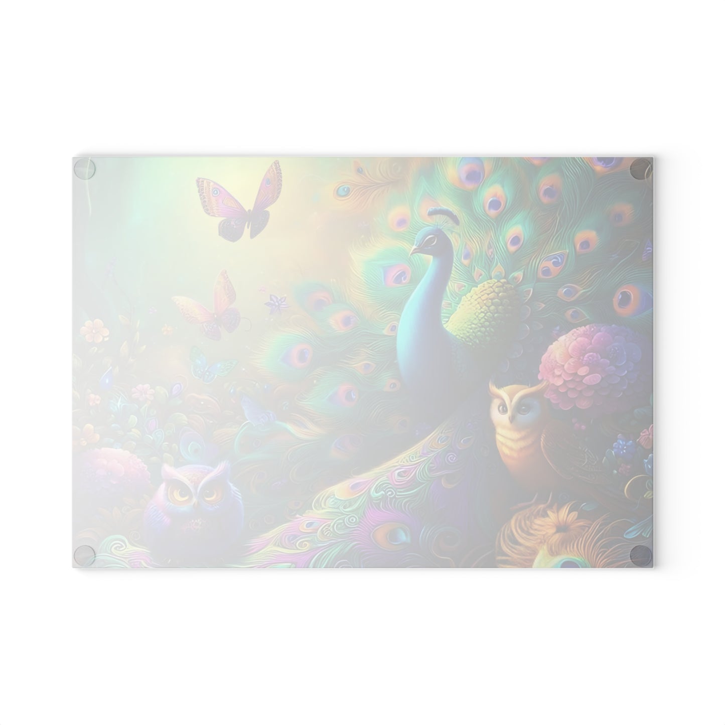 🦚 Whimsical Peacock Forest Cutting Board – Magical Birds & Blooming Feathers