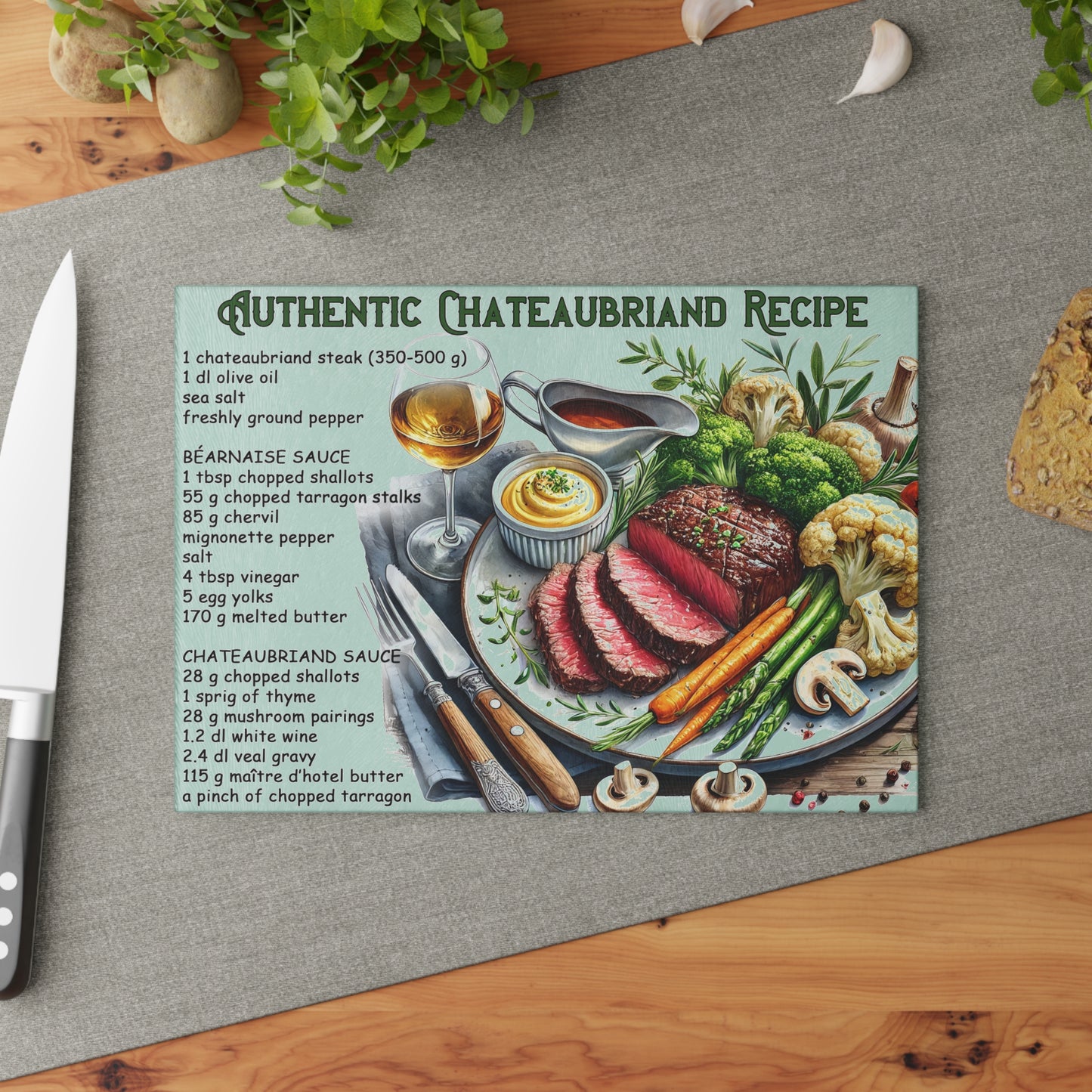 🥩 Authentic Chateaubriand Recipe – Gourmet Steak Lover’s Cutting Board