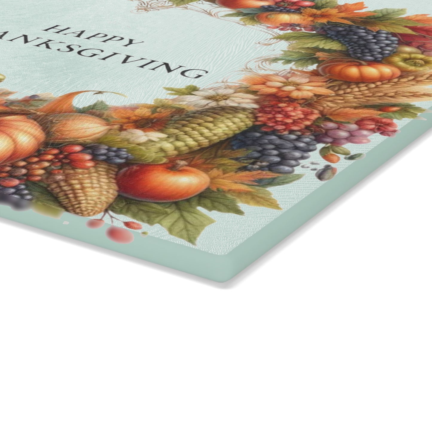 🧺🍂 Happy Thanksgiving Harvest Basket Glass Cutting Board – Warm Autumn Elegance for Your Kitchen ✨🦃