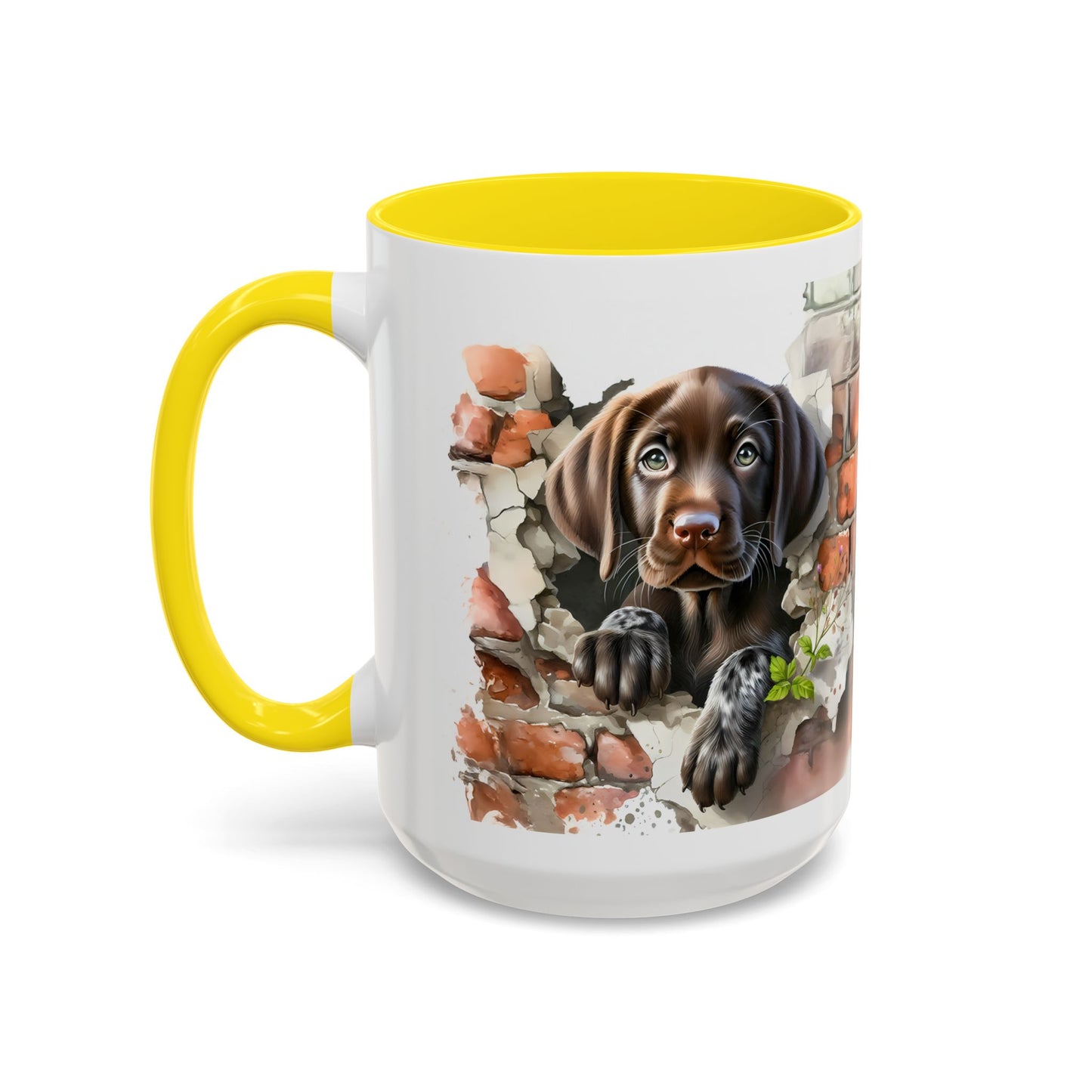 🐶🍫 Chocolate Lab Puppy Accent Mug – Sweet Brown Pup Coffee Cup ☕💛