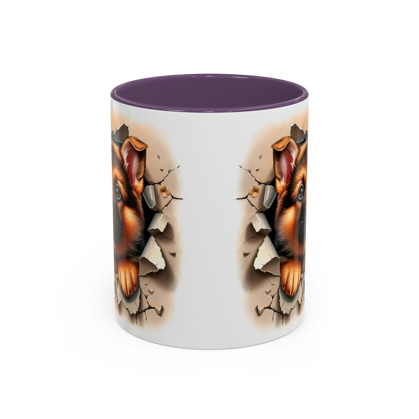 🐾☕ German Shepherd Puppy Peek Accent Mug – Loyal Pup Lover Gift ✨🖤