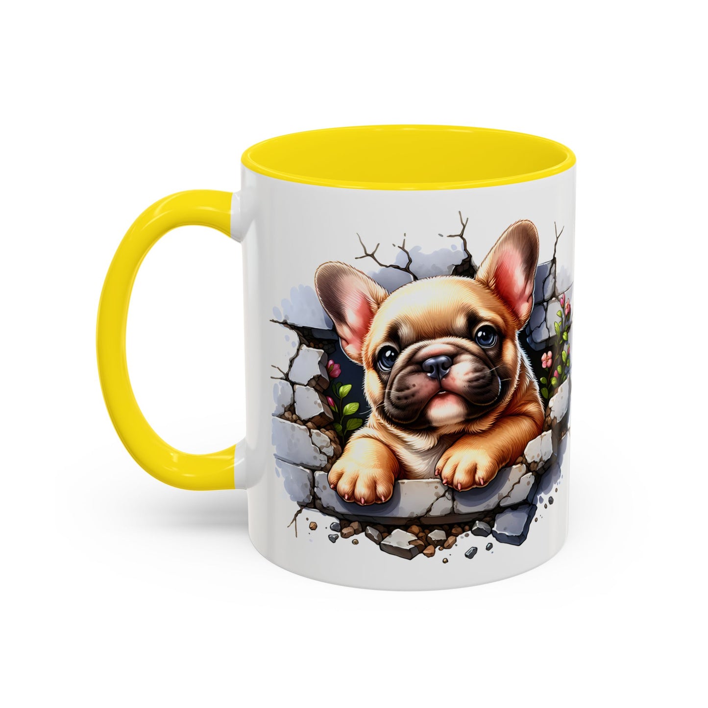 🐾☕ Tan French Bulldog Puppy Accent Mug – Sweet Peek-Through Pup Design ✨