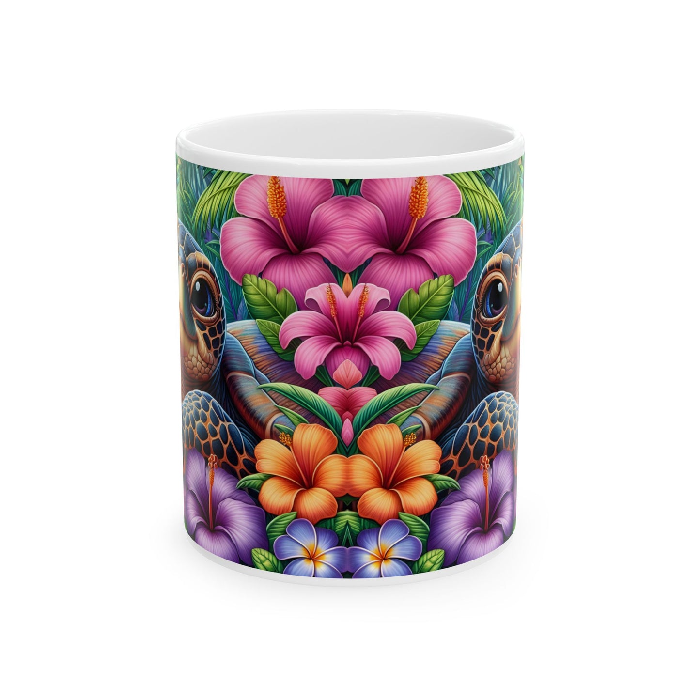 🌺🐢 Personalized Sea Turtle Hibiscus Mug – Tropical Island Coffee Cup 🌴☕