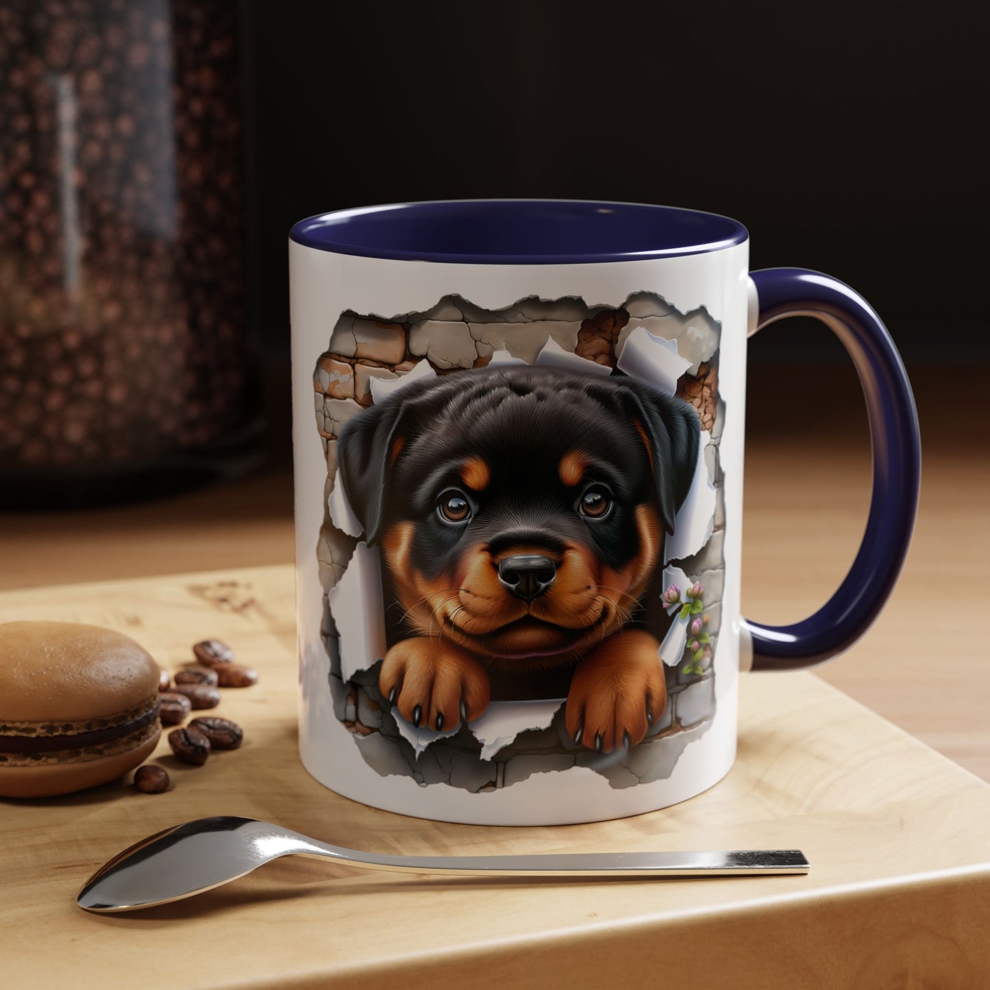 🐾☕ Rottweiler Puppy Accent Mug – Sweet Breakthrough Pup Design ✨