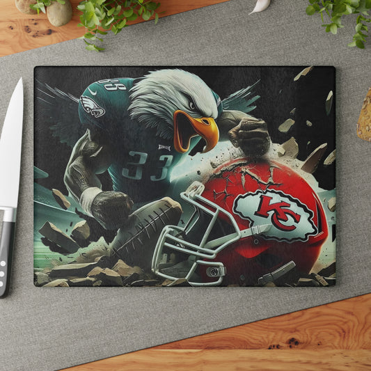 Tabla de cortar de vidrio Showdown Clash: arte de cocina inspirado en una feroz rivalidad
