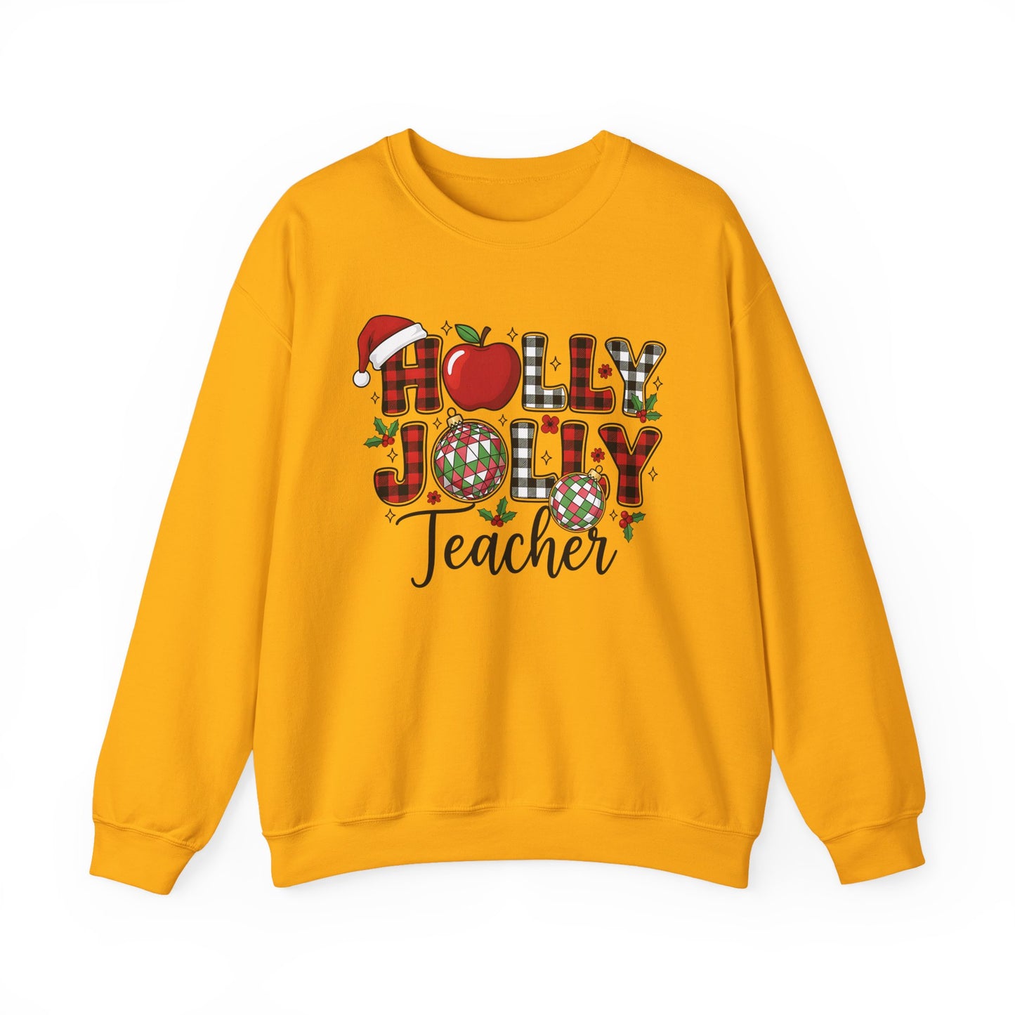 🍎✨ Holly Jolly Teacher Sweatshirt – Festive Classroom Cheer 🎄📚