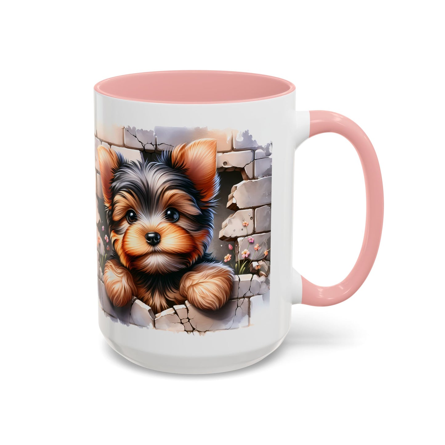 🎀🐶 Yorkie Puppy Accent Mug – Cute Peek-Through Dog Design for Animal Lovers ☕💖