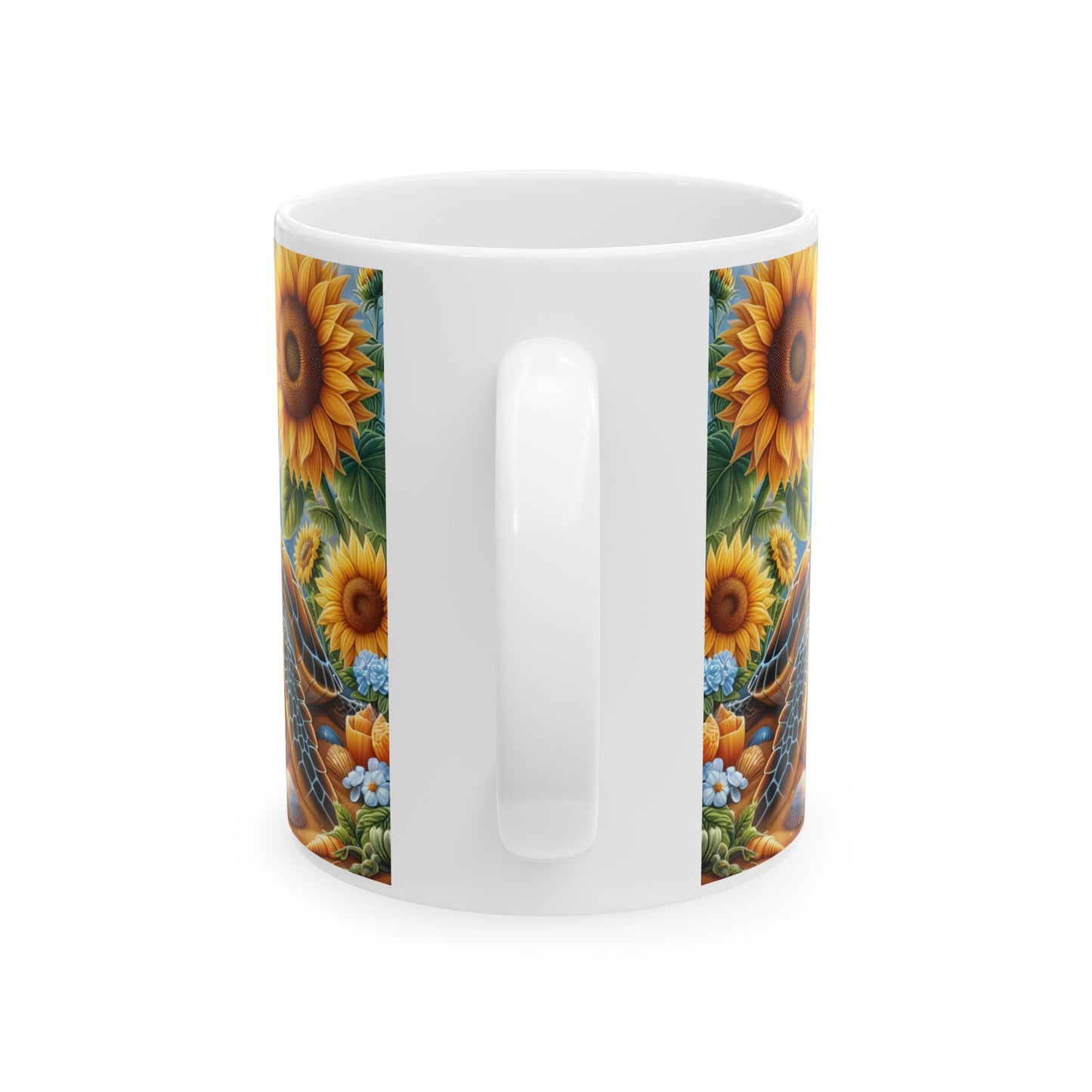 🌻🐢 Personalized Sunflower & Sea Turtle Mug – Coastal Sunshine Coffee Cup 🌊☕