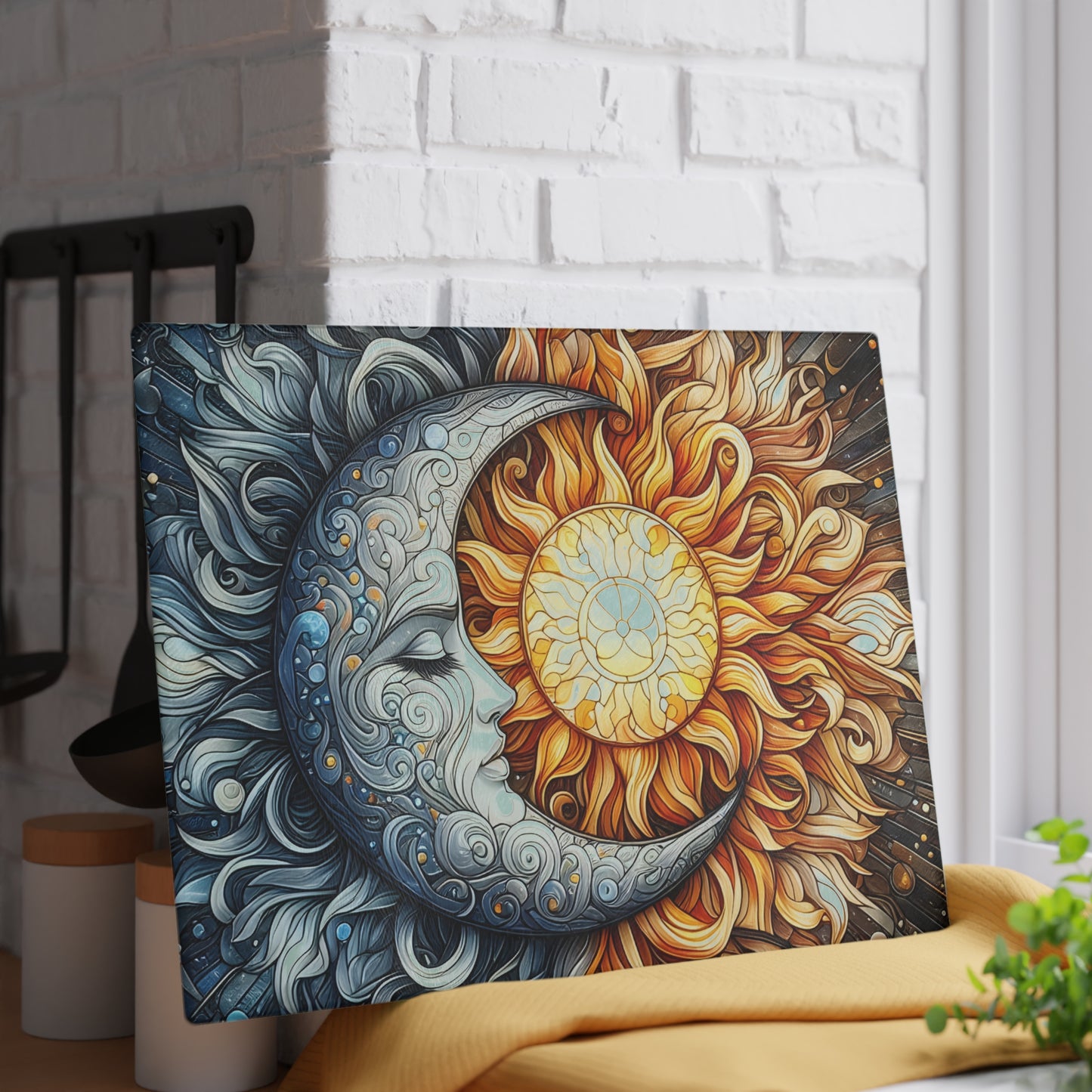 🌙☀️ Celestial Sun & Moon Cutting Board – Cosmic Elegance for Your Kitchen 🌌