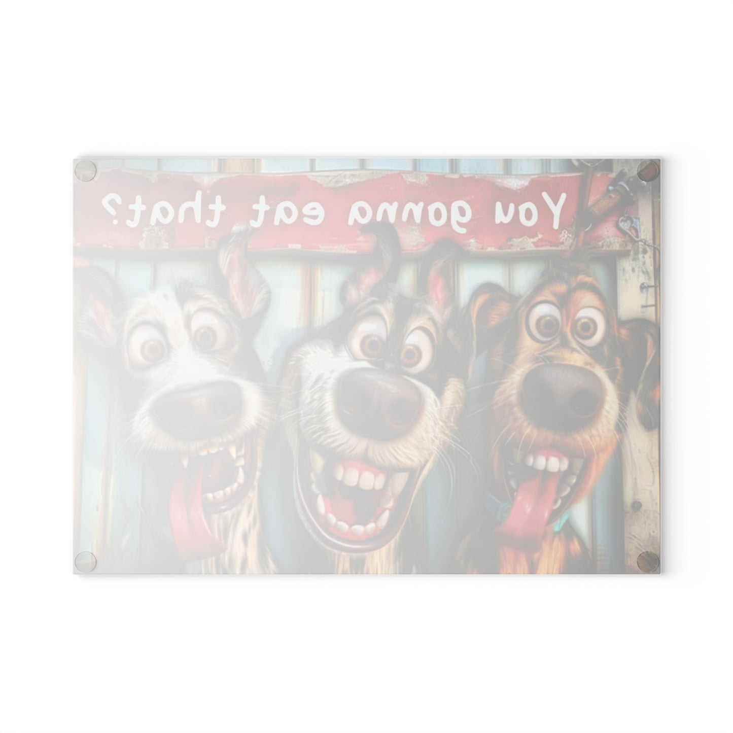 🐶🤣 “Hungry Pup Trio” Glass Cutting Board – Whimsical Fun for Your Kitchen