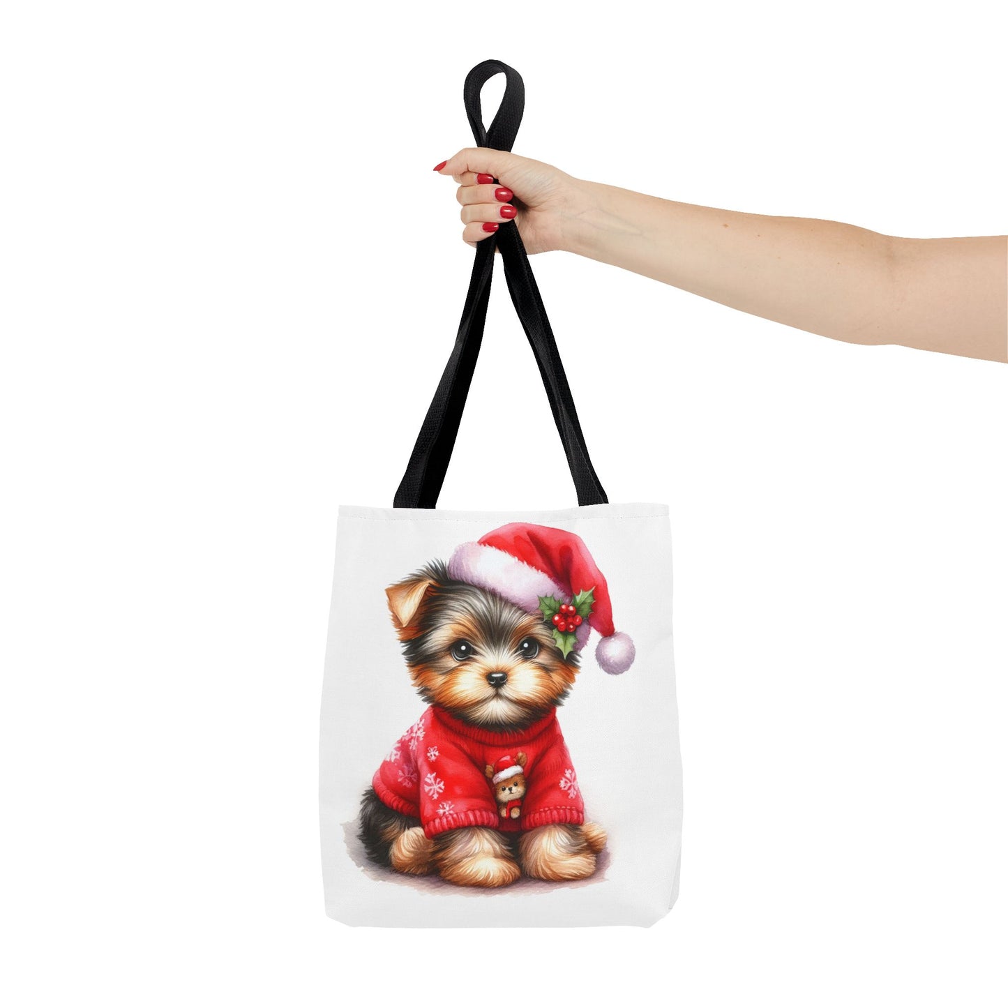 🎄 Santa Yorkie Christmas Tote Bag – Holiday Cheer in Every Stitch 🐾