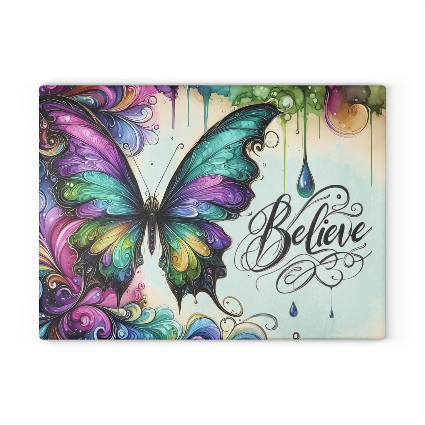 Tabla de cortar con mariposas, arte con mariposas, decoración inspiradora, regalo de aliento, regalo para amantes de la jardinería, tabla caprichosa, regalo de cocina