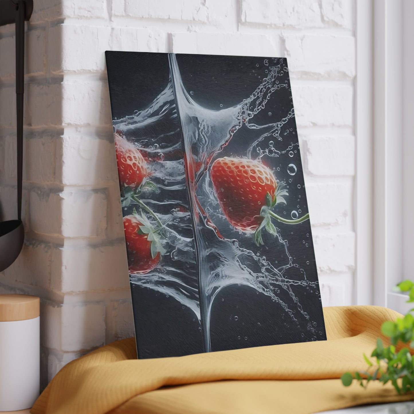 🍓 Strawberry Splash Glass Cutting Board – Bold Berry Pop for Your Kitchen
