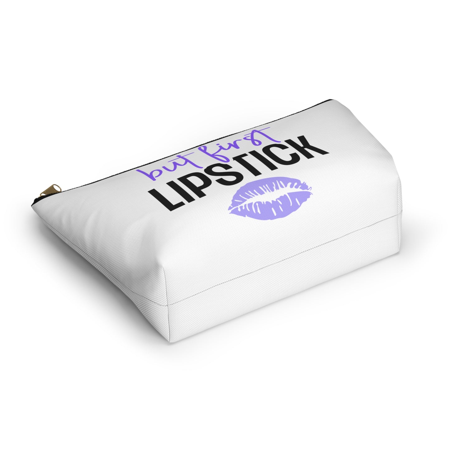 Accessory Pouch – "But First Lipstick" Purple Makeup Bag
