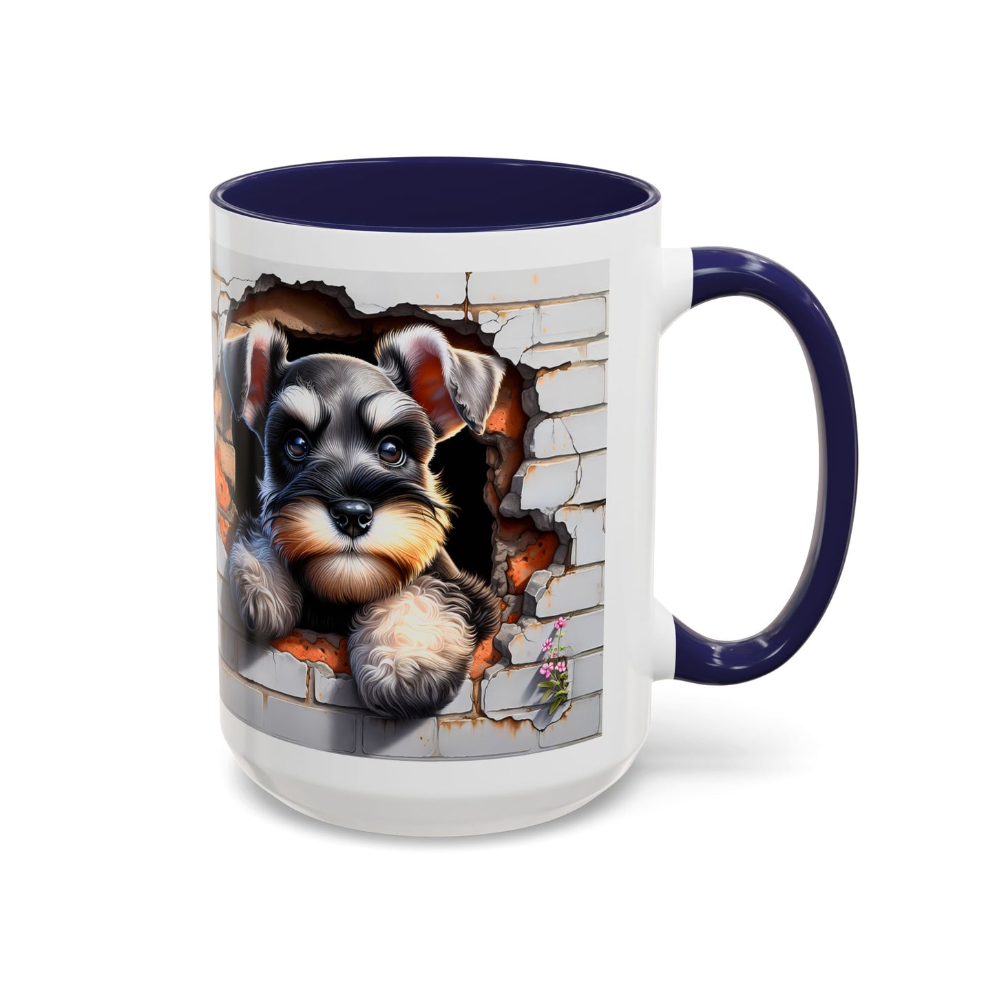 🎀🐶 Schnauzer Puppy Accent Mug – Cute Peek-Through Dog Design for Animal Lovers ☕💖