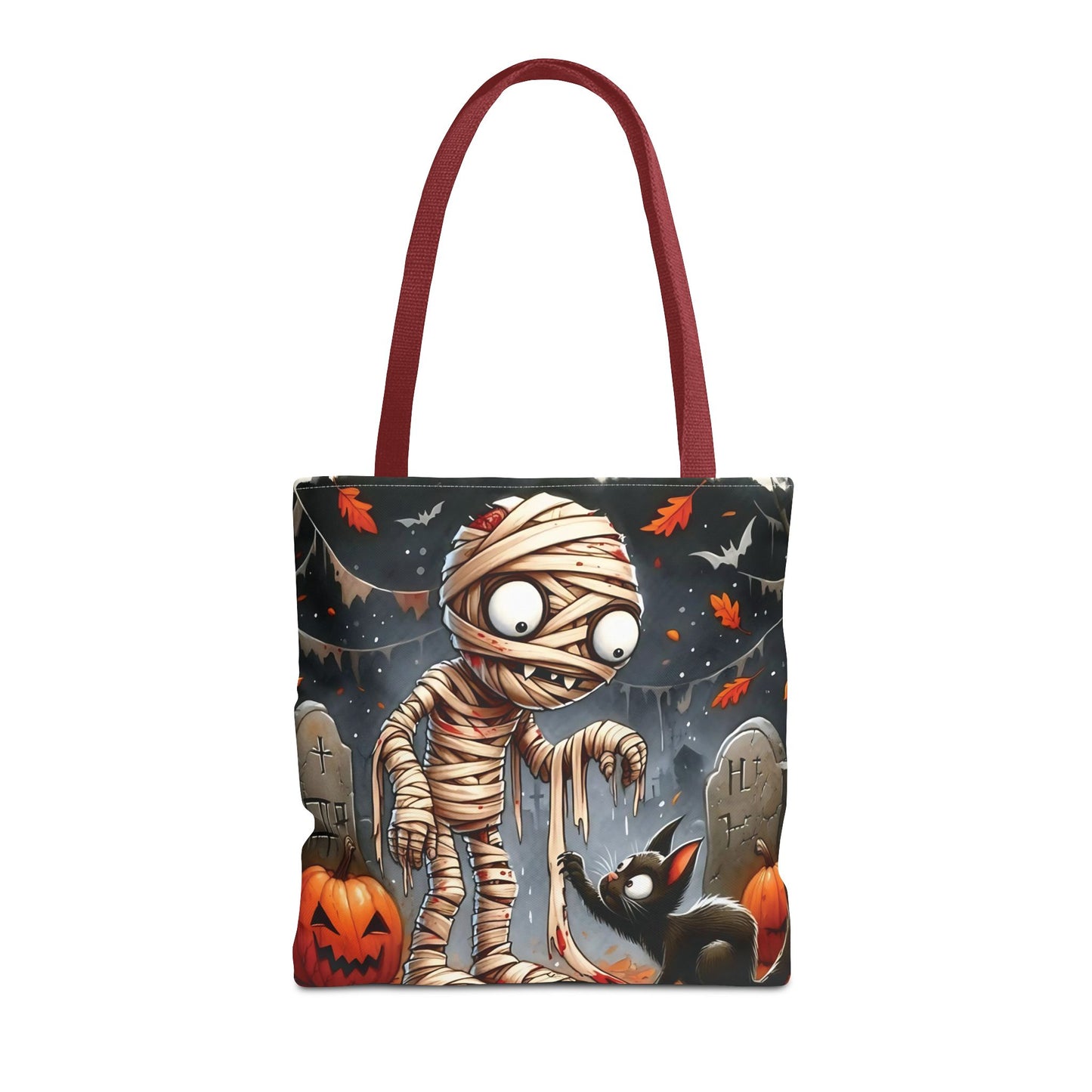 🎃 Mummy & Black Cat Halloween Tote Bag – Spooky Cute & Perfect for Trick-or-Treating 🖤🛍️