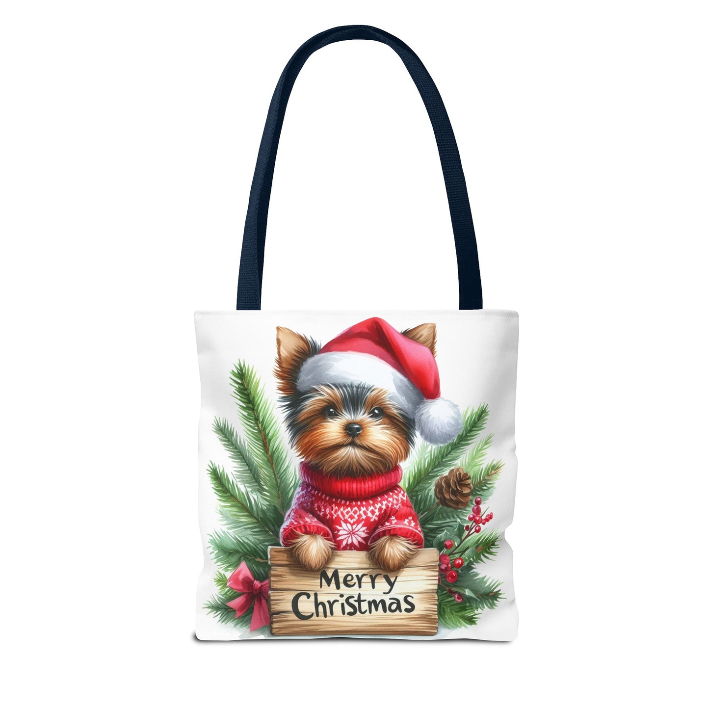 📦🐶 Yorkie Christmas Tote Bag – Tiny Terrier Holiday Charm in Every Carry 🎄