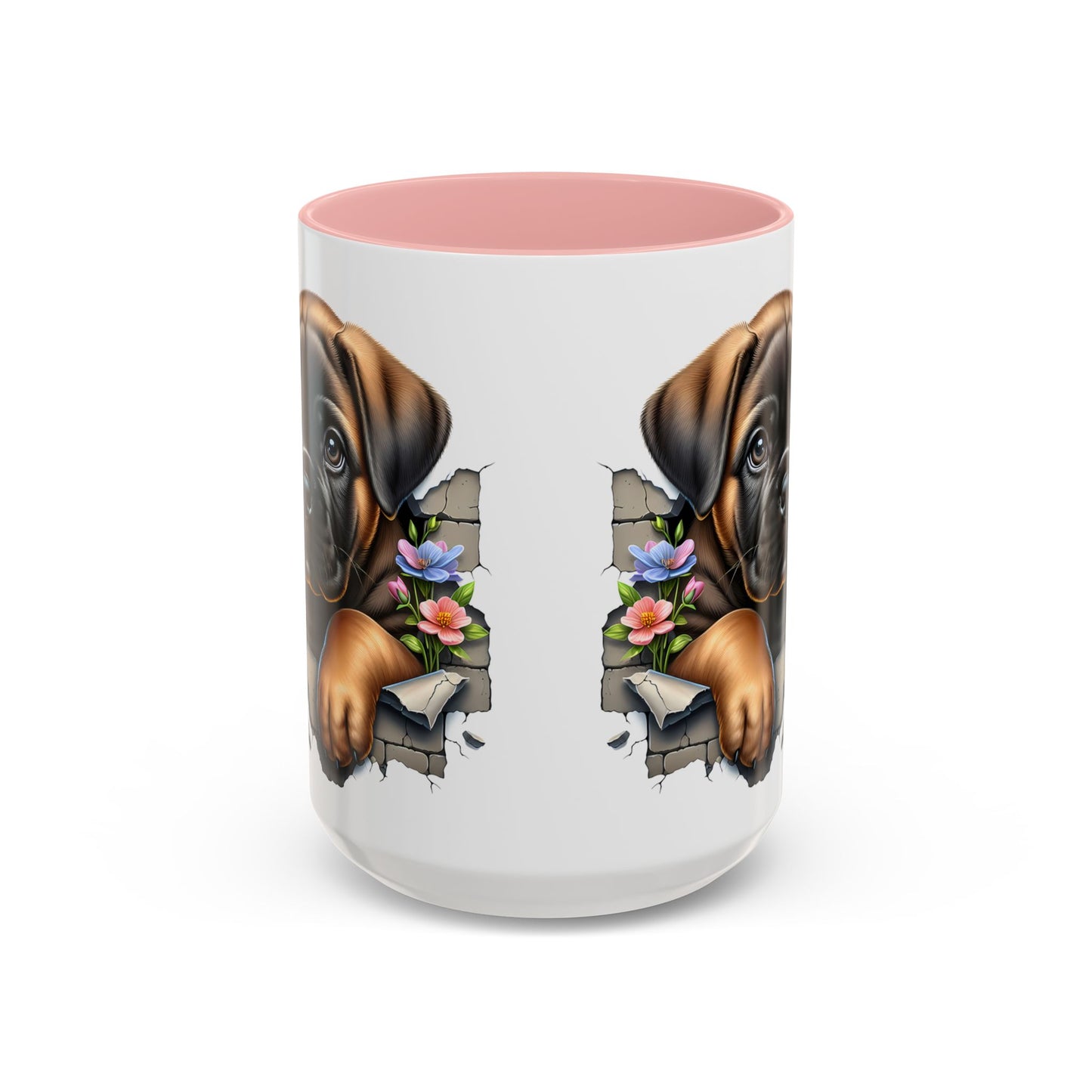 🧡 Boxer Puppy Accent Mug – Adorable Peek-Through Cup for Dog Lovers