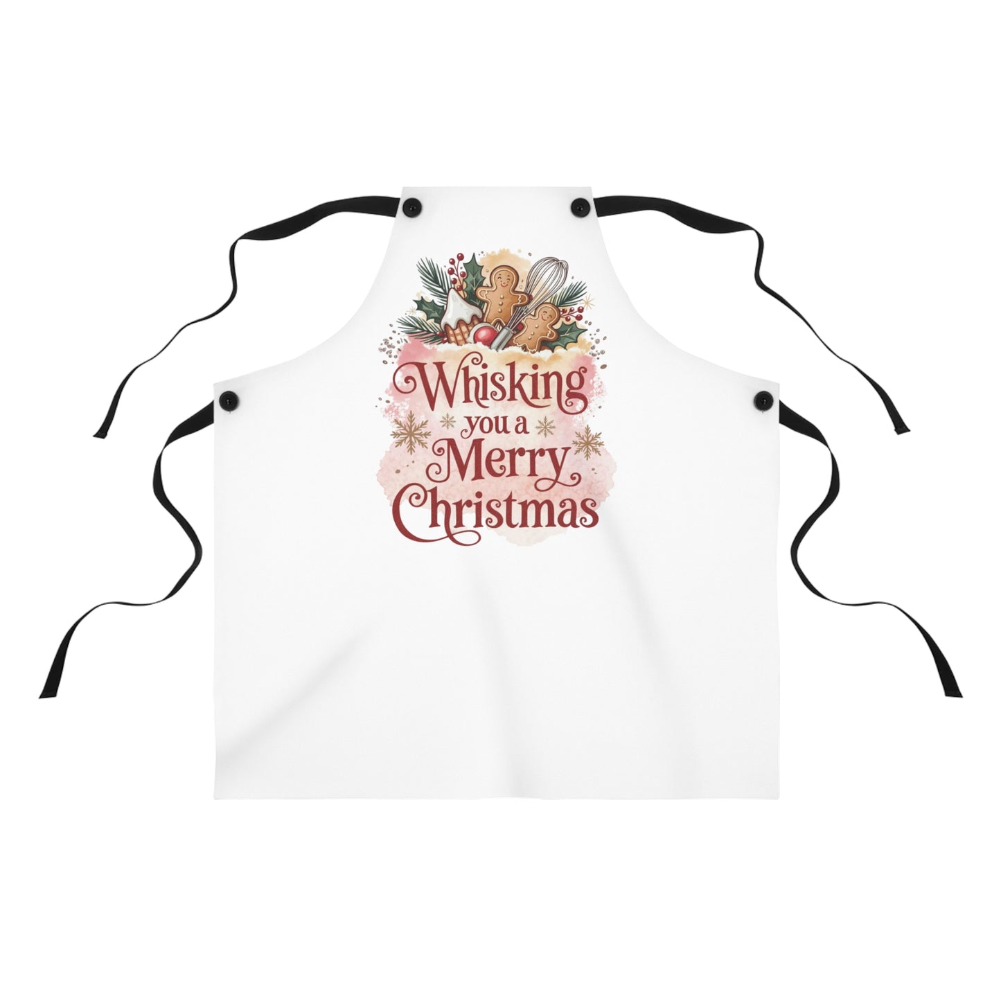 🎄🥄 “Whisking You a Merry Christmas” Holiday Baking Apron – Gingerbread, Whisks & Warm Kitchen Joy