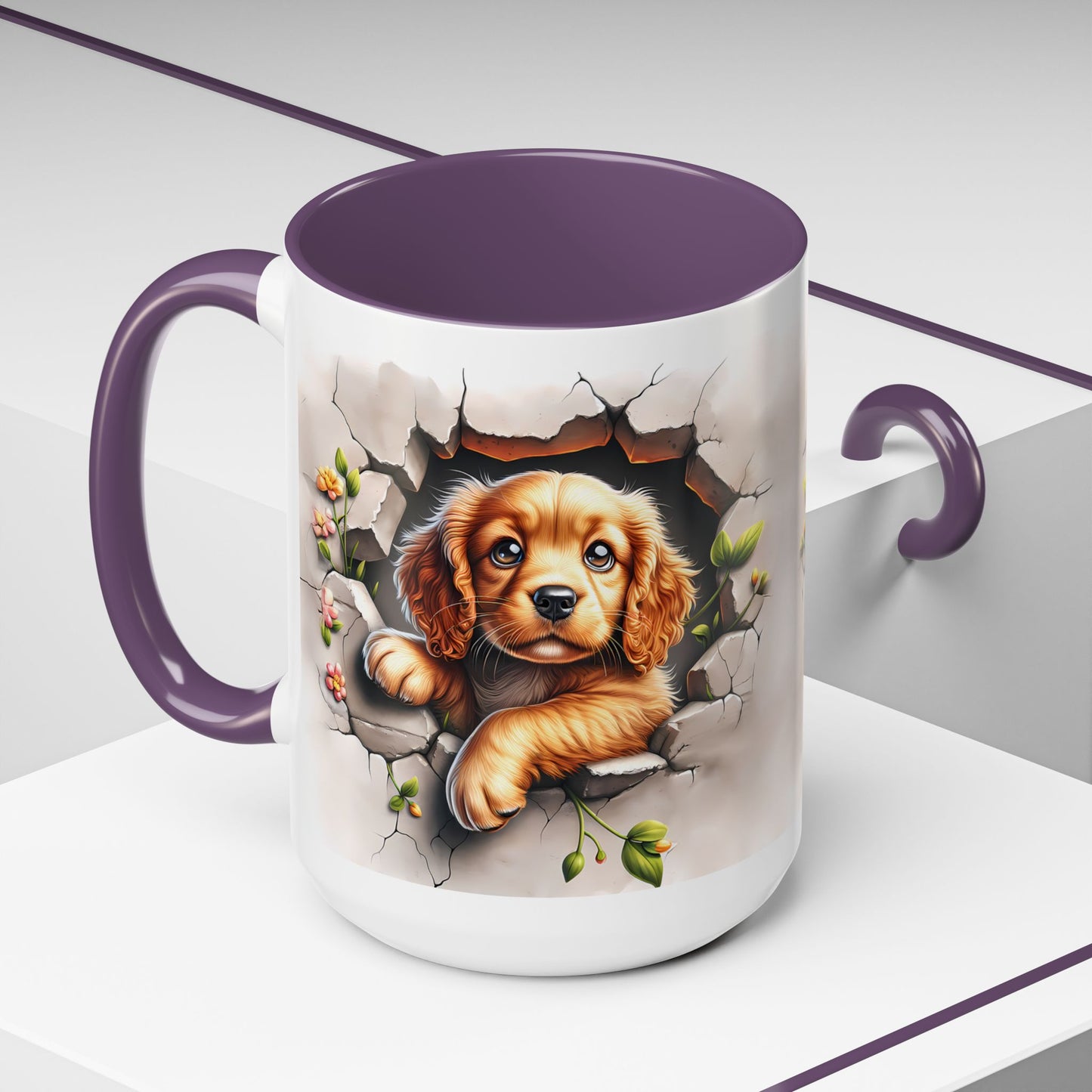 🐾 Cocker Spaniel Puppy Accent Mug – Sweet Fluffy Pup Coffee Cup ☕🤎