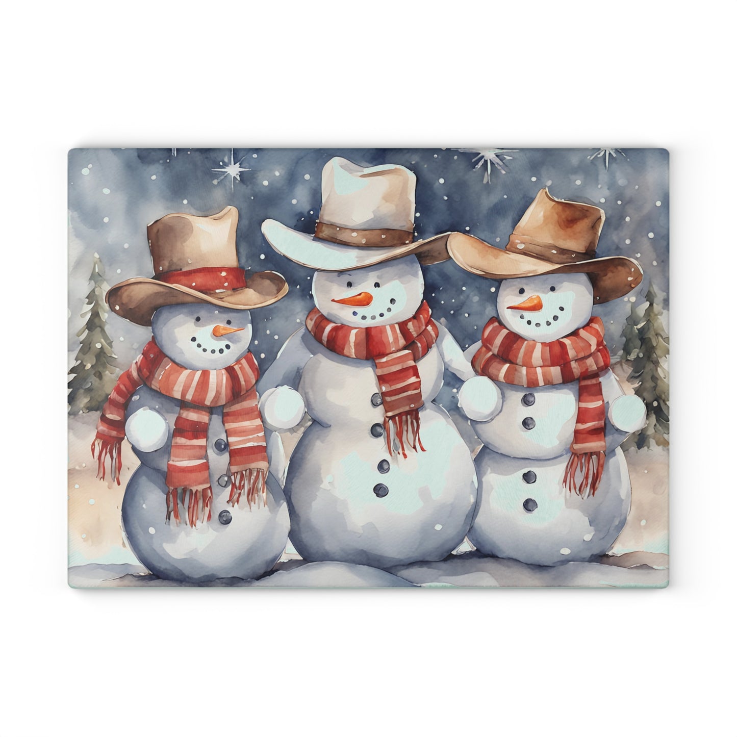 ⛄🤠 Cowboy Snowmen Cutting Board – Western Whimsy for Your Holiday Kitchen