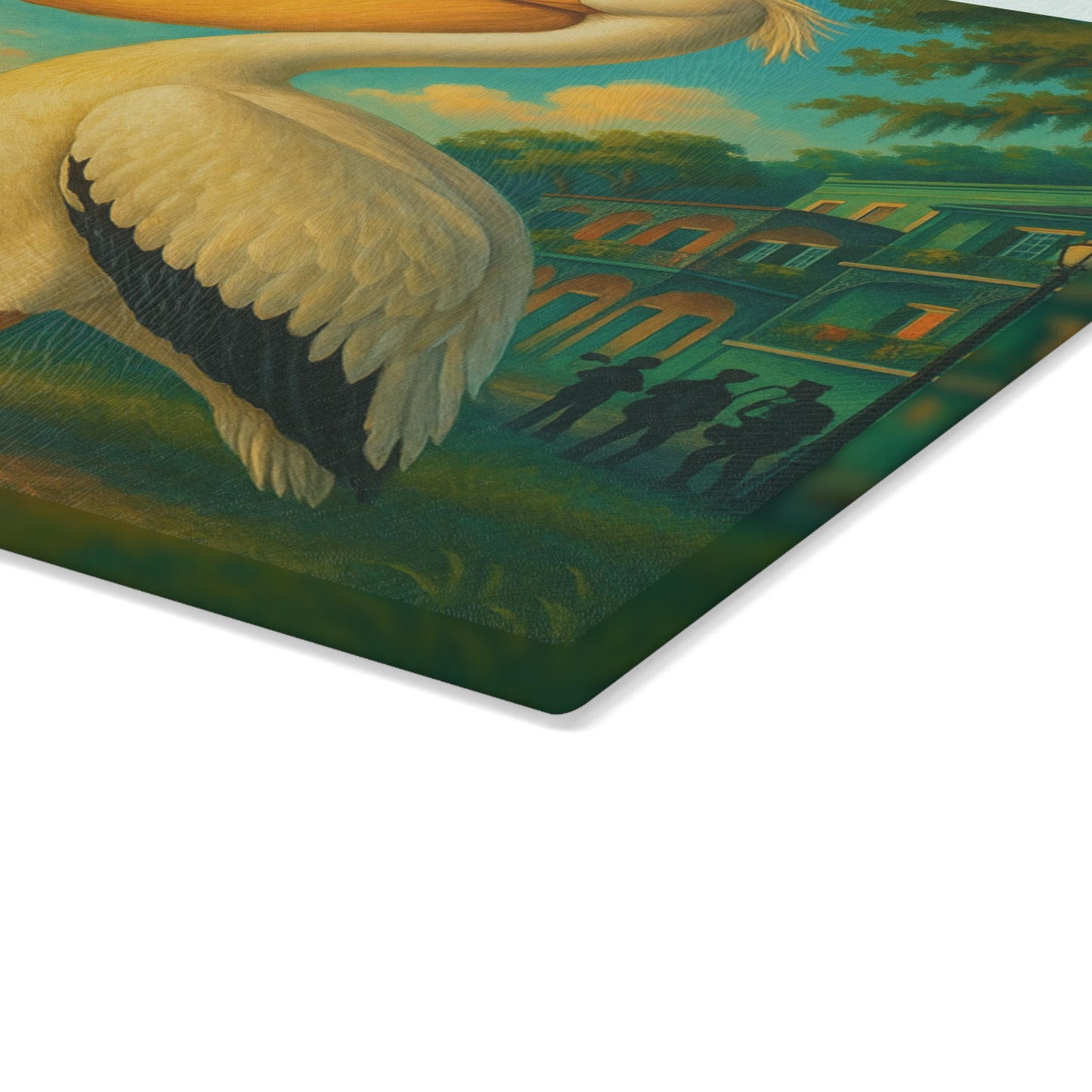 🪶 Pelican at the River – New Orleans Skyline Tempered Glass Cutting Board