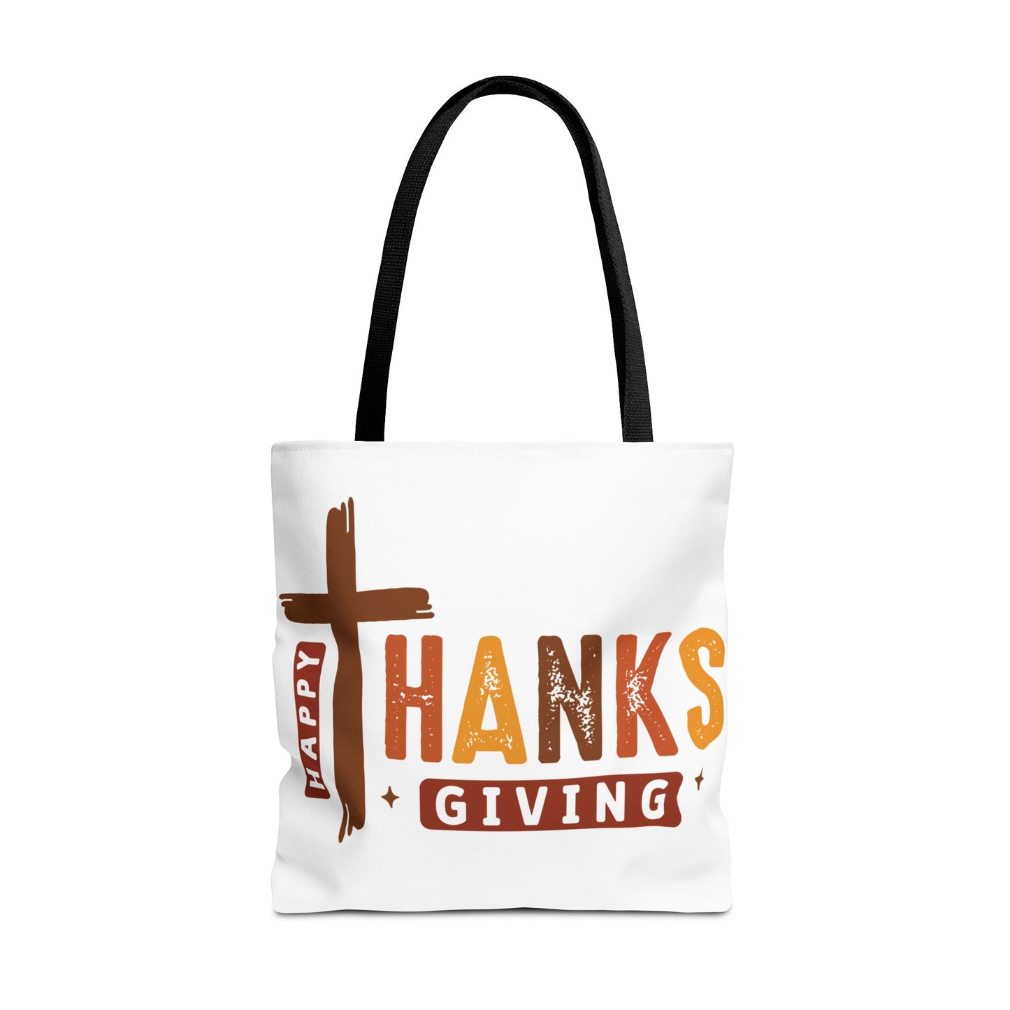 ✝️ Happy Thanksgiving Cross Tote – Faith & Gratitude in Fall Colors 🍂