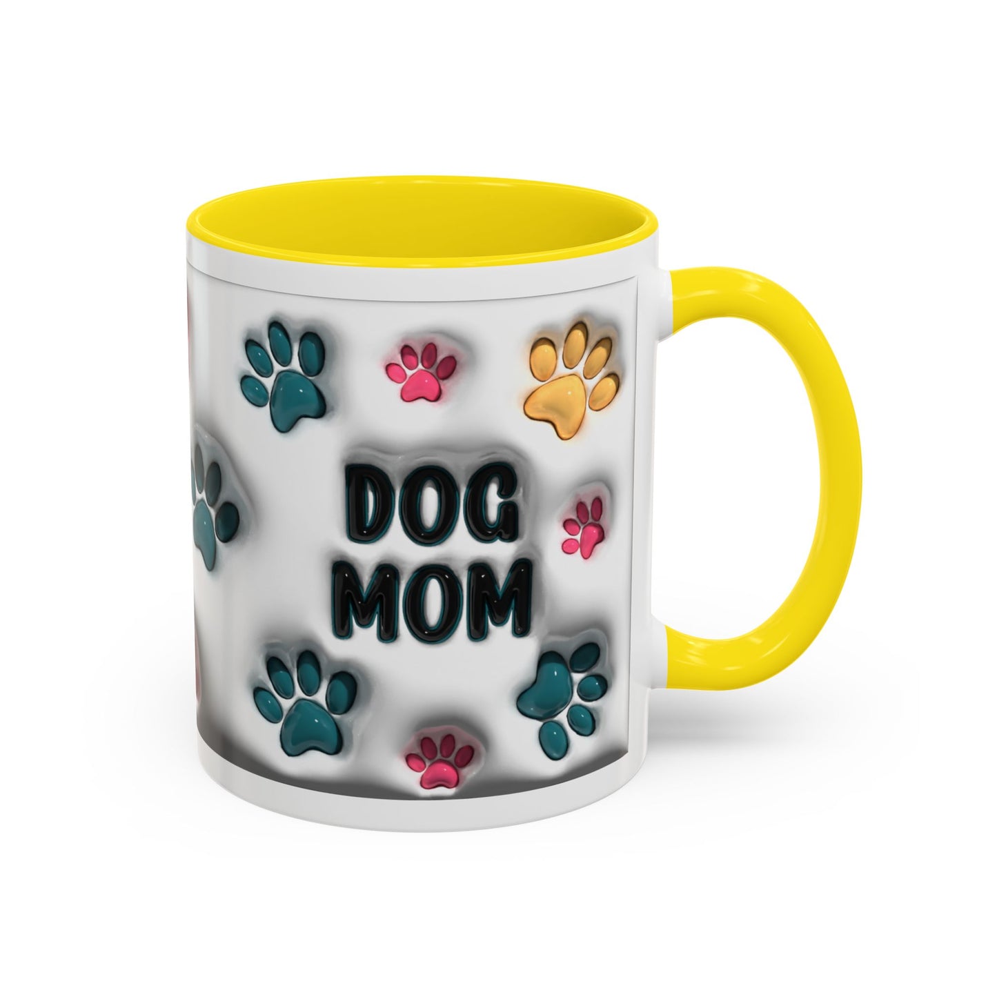 Dog Mom Accent Mug – Colorful Paw Print Cup for Proud Pet Parents