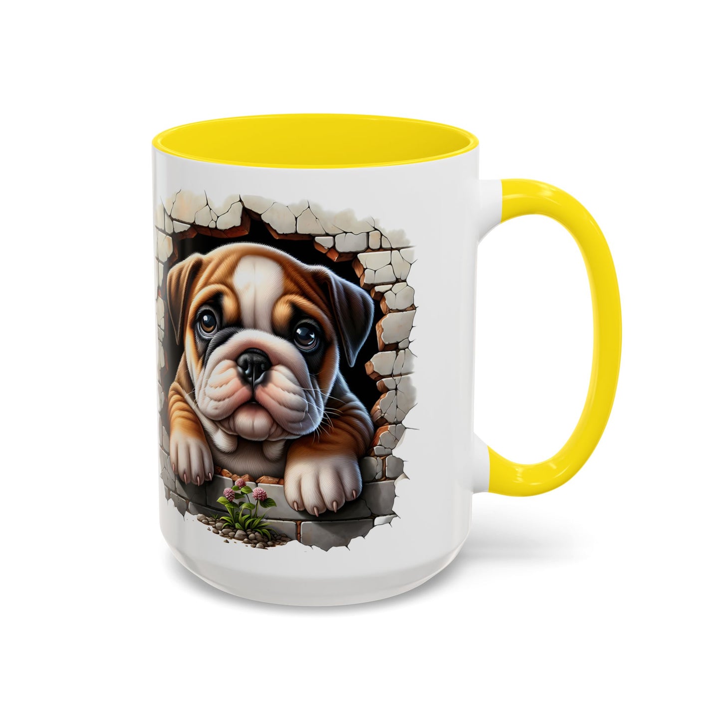 🎀🐶 English Bulldog Puppy Accent Mug – Cute Peek-Through Dog Design for Animal Lovers ☕💖