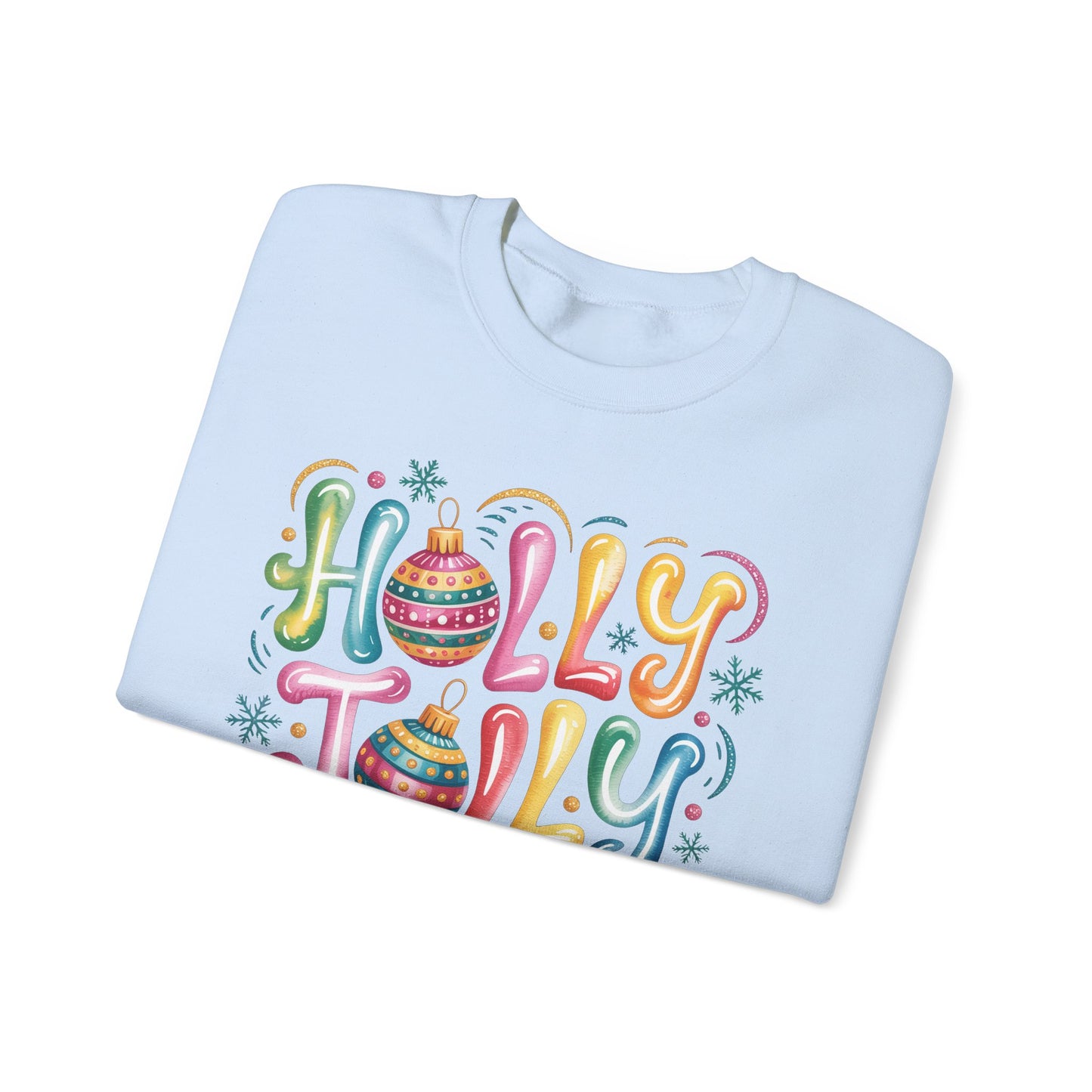 🎄✨ Holly Jolly Rainbow Ornament Christmas Sweatshirt – Festive & Fun Holiday Style 🌈🎁