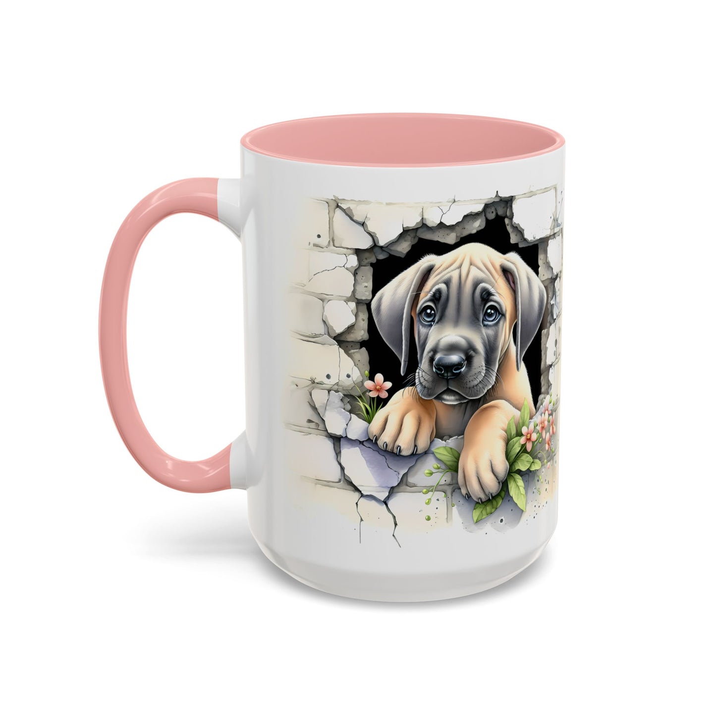 🐾 Great Dane Puppy Accent Mug – Sweet Peek-Through Puppy Design ☕💛