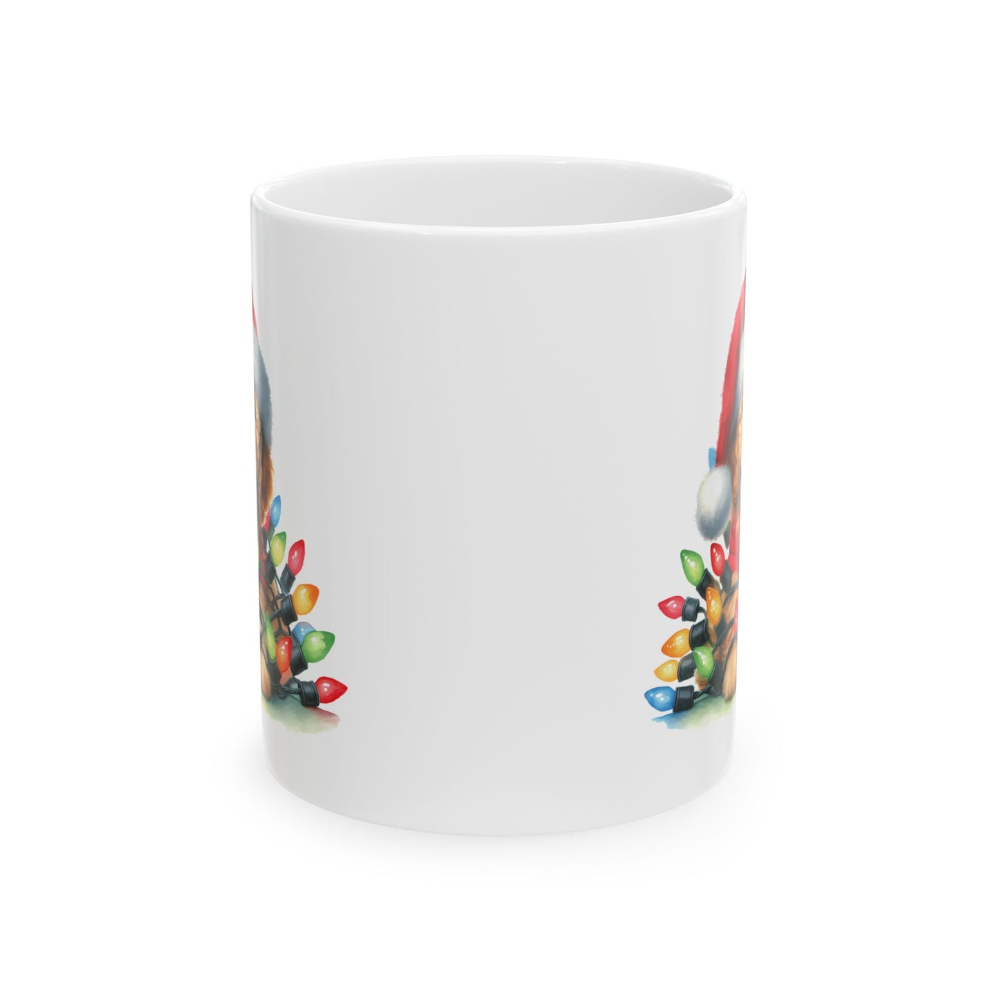 🎄 Doodle Christmas Lights Mug – Holiday Cheer with a Fluffy Twist! ☕🐶