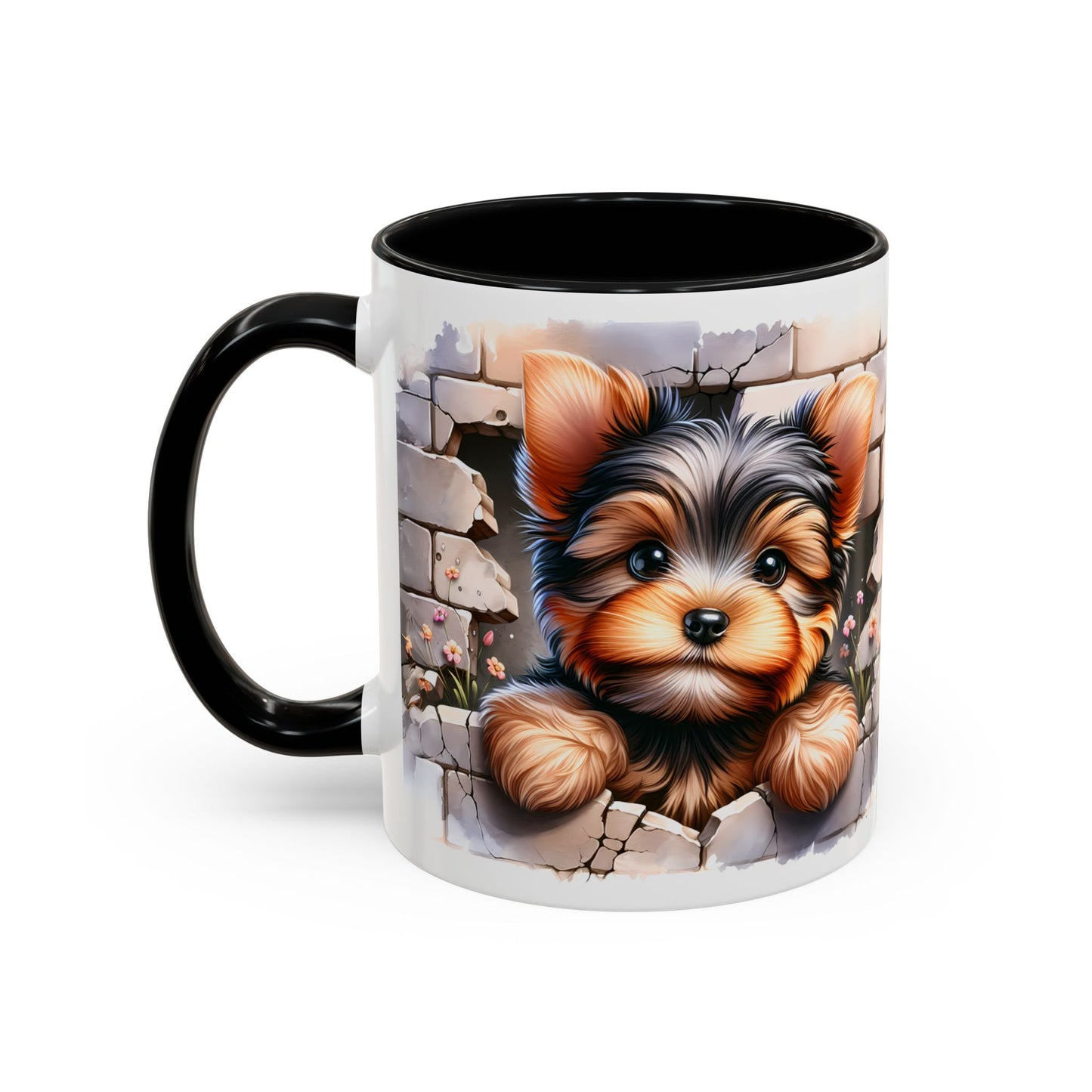 🎀🐶 Yorkie Puppy Accent Mug – Cute Peek-Through Dog Design for Animal Lovers ☕💖